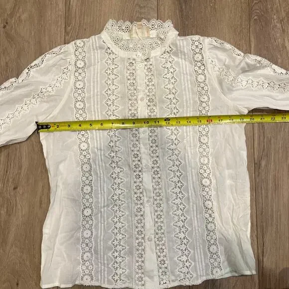 SEZANE Women's Rym Shirt Size M In Ecru - Picture 8 of 11